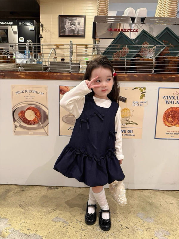 Dječja pamučna haljina s trakama, princeza stil, jednobojni uzorak, podstava od pamuka, jesen 2025