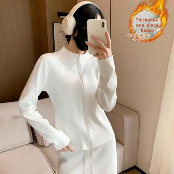 Sieviešu jogas jaka ar grafēna oderi, garas piedurknes, stāvošs apkaklis, poliester-spandeksa audums, garums 50-65 cm