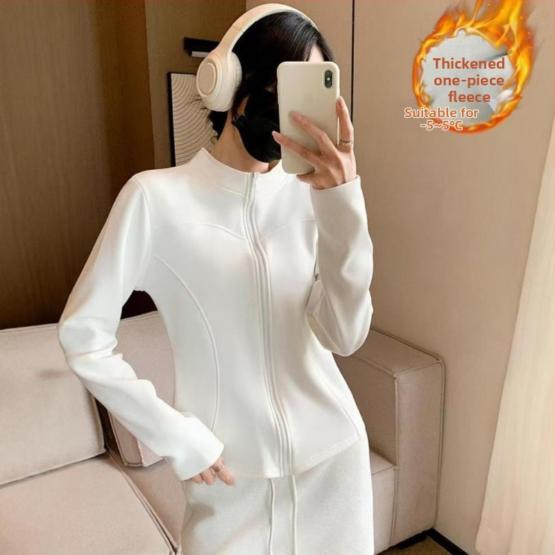 Sieviešu jogas jaka ar grafēna oderi, garas piedurknes, stāvošs apkaklis, poliester-spandeksa audums, garums 50-65 cm