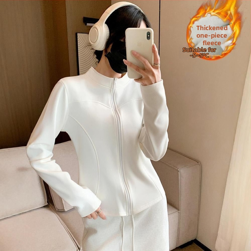 Sieviešu jogas jaka ar grafēna oderi, garas piedurknes, stāvošs apkaklis, poliester-spandeksa audums, garums 50-65 cm