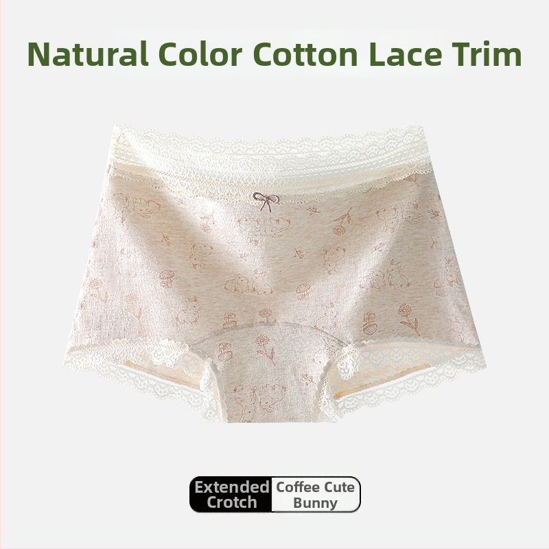 Naistele puuvillast aluspüksid lillemustriga ja pitsilise äärega, mulberry siidist kaunuma vooder, hingavad