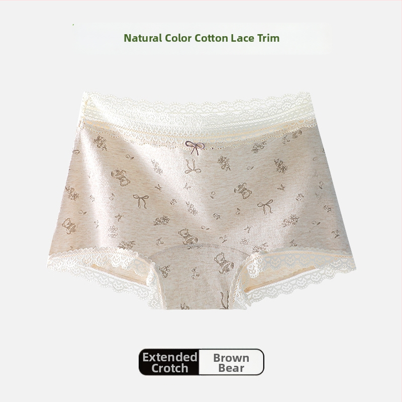 Naistele puuvillast aluspüksid lillemustriga ja pitsilise äärega, mulberry siidist kaunuma vooder, hingavad