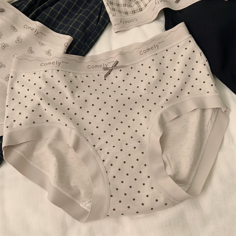 Ženske gaće s srednjim strukom, prozračne pamučne, pletene gaće s pamukovom podstavom na preponi, za sve sezone