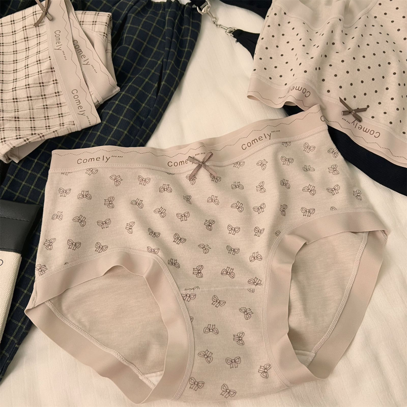 Ženske gaće s srednjim strukom, prozračne pamučne, pletene gaće s pamukovom podstavom na preponi, za sve sezone