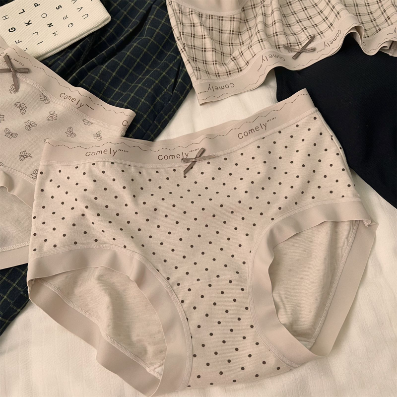 Ženske gaće s srednjim strukom, prozračne pamučne, pletene gaće s pamukovom podstavom na preponi, za sve sezone