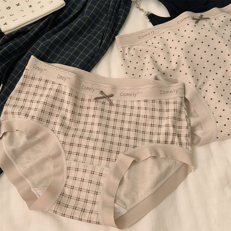 Ženske gaće s srednjim strukom, prozračne pamučne, pletene gaće s pamukovom podstavom na preponi, za sve sezone