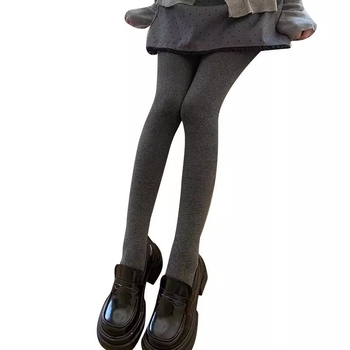 Γυναικείες κάλτσες με κάθετες ρίγες για άνοιξη-φθινόπωρο, με πόδι, βαμβακερή ανάμειξη, φλίς επένδυση, ριβ ύφανση, ένα κομμάτι