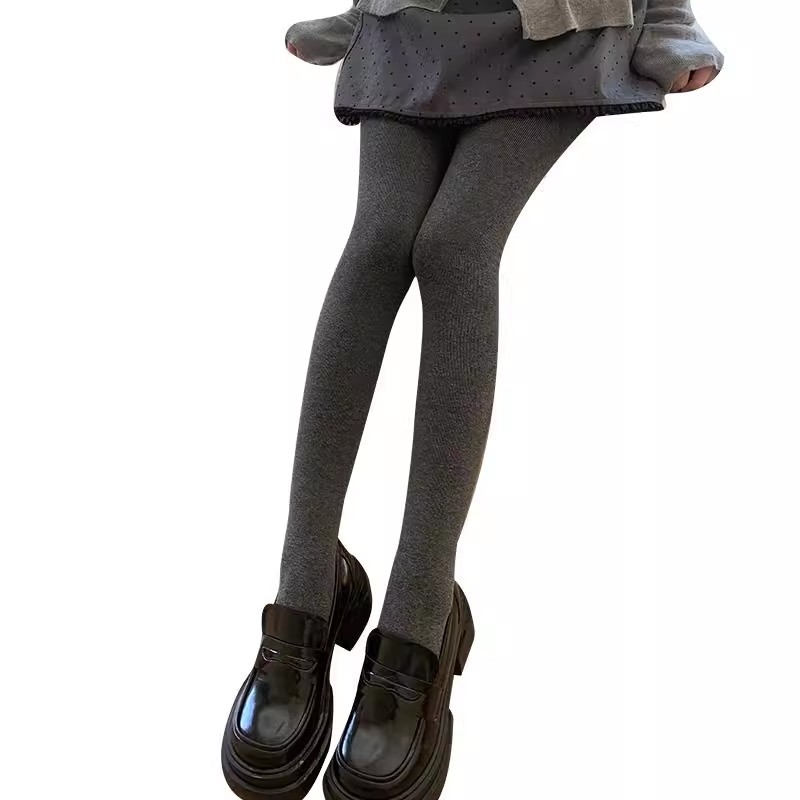 Γυναικείες κάλτσες με κάθετες ρίγες για άνοιξη-φθινόπωρο, με πόδι, βαμβακερή ανάμειξη, φλίς επένδυση, ριβ ύφανση, ένα κομμάτι