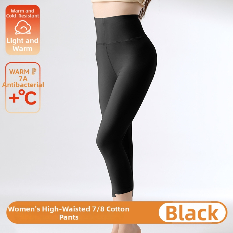 Sievietes kokvilnas īsi termālie legingi ar augstu vidukli, vēdera kontrole, gurnu pacelšana, elpojoši un silti