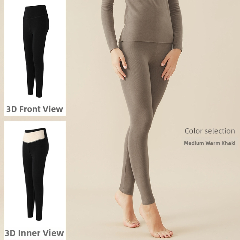 Moterų žieminiai aukšto juosmens šilti kelnaitės, stora, aukšta elastingumas, siaura kirpimo (pencil), 50–70% regeneruotos celuliozės pluošto + ≤30% medvilnės