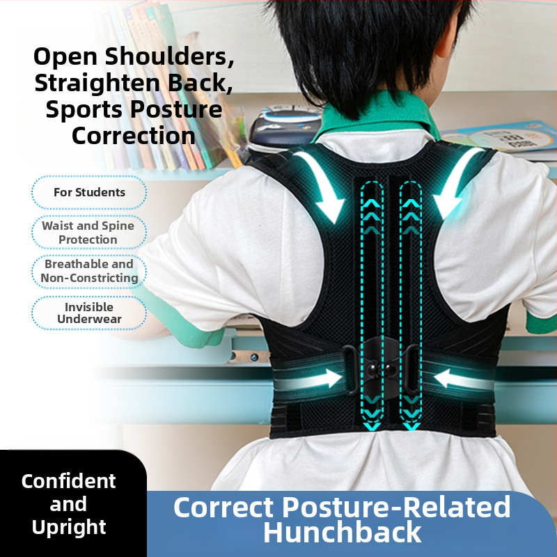 Laikysenos korektorius stuburo išlinkio ir skoliozės palaikymui – unisex dizainas su atvirais pečiais, modelis ID-889, prekės kodas LB-006, 2024 leidimas