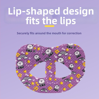 Karikatūras plāksteris mutes elpošanas korekcijai miega laikā, bērniem, no neausta auduma, ar pielāgošanas iespējām