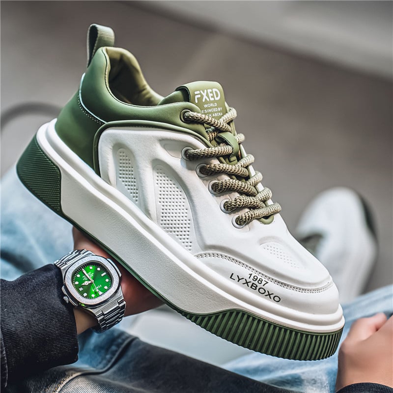 Pánske tenisky – kórejský štýl, štyri sezóny, PU horná časť, zaoblená špička