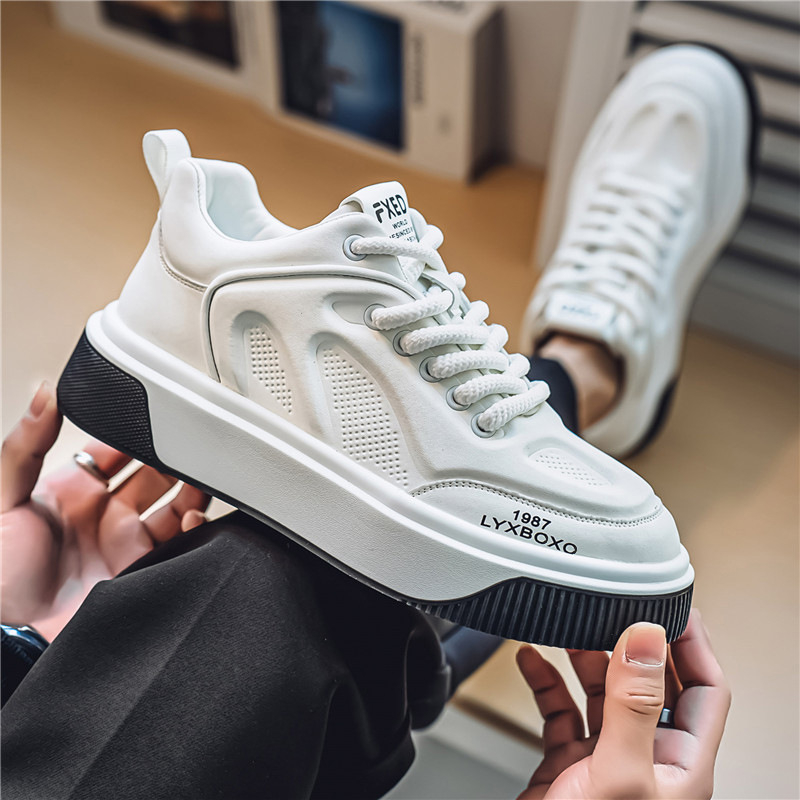 Pánske tenisky – kórejský štýl, štyri sezóny, PU horná časť, zaoblená špička