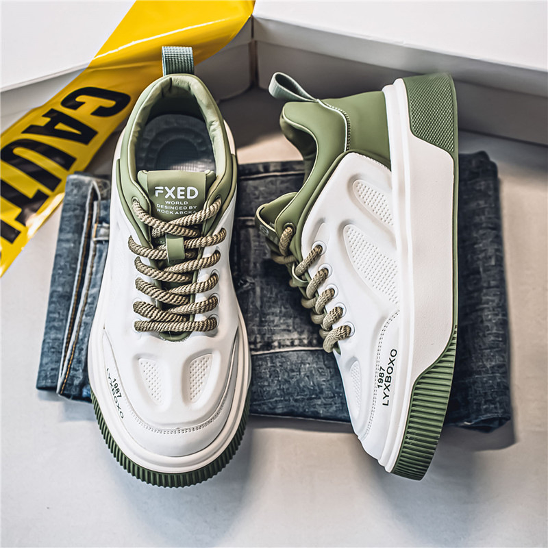 Pánske tenisky – kórejský štýl, štyri sezóny, PU horná časť, zaoblená špička