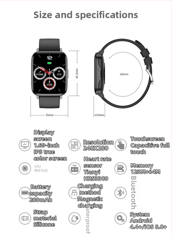 GW24 sportinis išmanusis laikrodis su širdies ritmo, kraujospūdžio ir kraujo deguonies monitoravimu; IP67 atsparus vandeniui; miego stebėjimas; išmanieji pranešimai