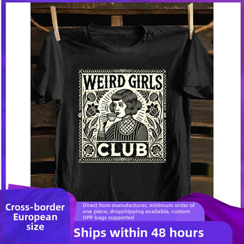 Majica od 100% pamuka s printom slova, retro umjetnički vintage stil, okrugli izrez, kratki rukavi