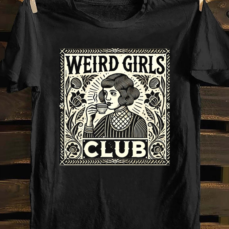 Majica od 100% pamuka s printom slova, retro umjetnički vintage stil, okrugli izrez, kratki rukavi