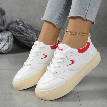 Ženske tenisice za svakodnevnu upotrebu s vezicama, PU gornji dio, gumeni đon, mrežasta podstava, visina pete 3–5 cm, jesenske dnevne tenisice