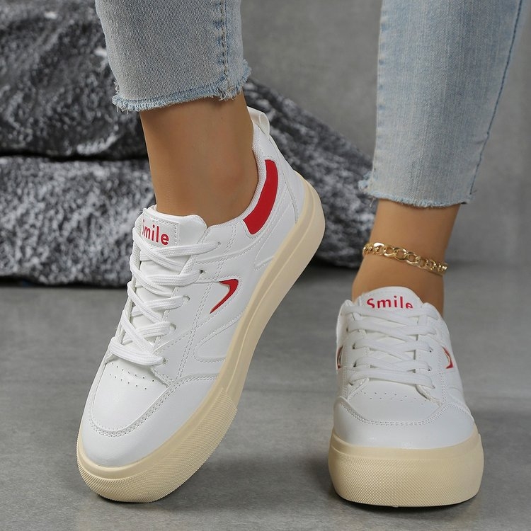 Ženske tenisice za svakodnevnu upotrebu s vezicama, PU gornji dio, gumeni đon, mrežasta podstava, visina pete 3–5 cm, jesenske dnevne tenisice