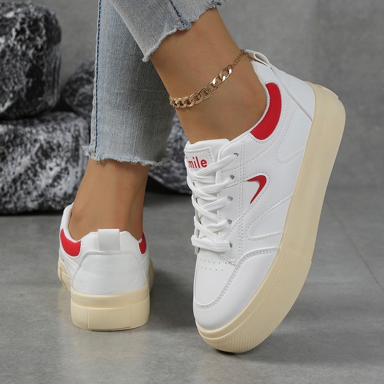 Ženske tenisice za svakodnevnu upotrebu s vezicama, PU gornji dio, gumeni đon, mrežasta podstava, visina pete 3–5 cm, jesenske dnevne tenisice