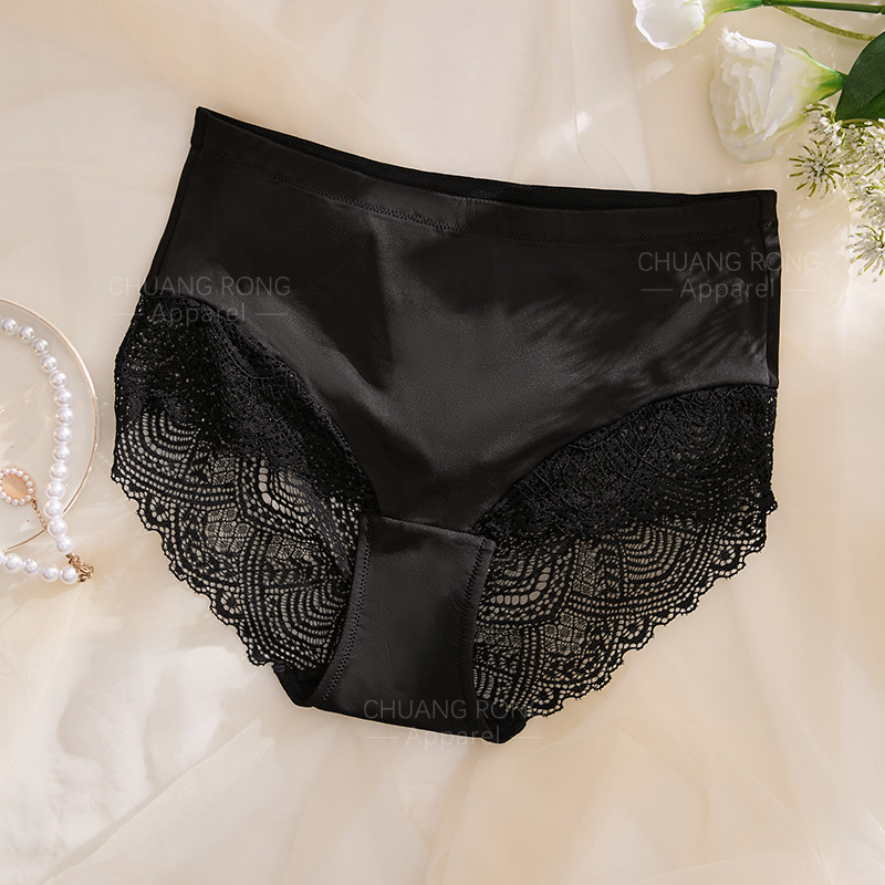 Ženske gaćice s čipkastim panelima i prozirnim detaljima, visoki struk, najlon žakard, pamuk podstava, 90–95% najlon