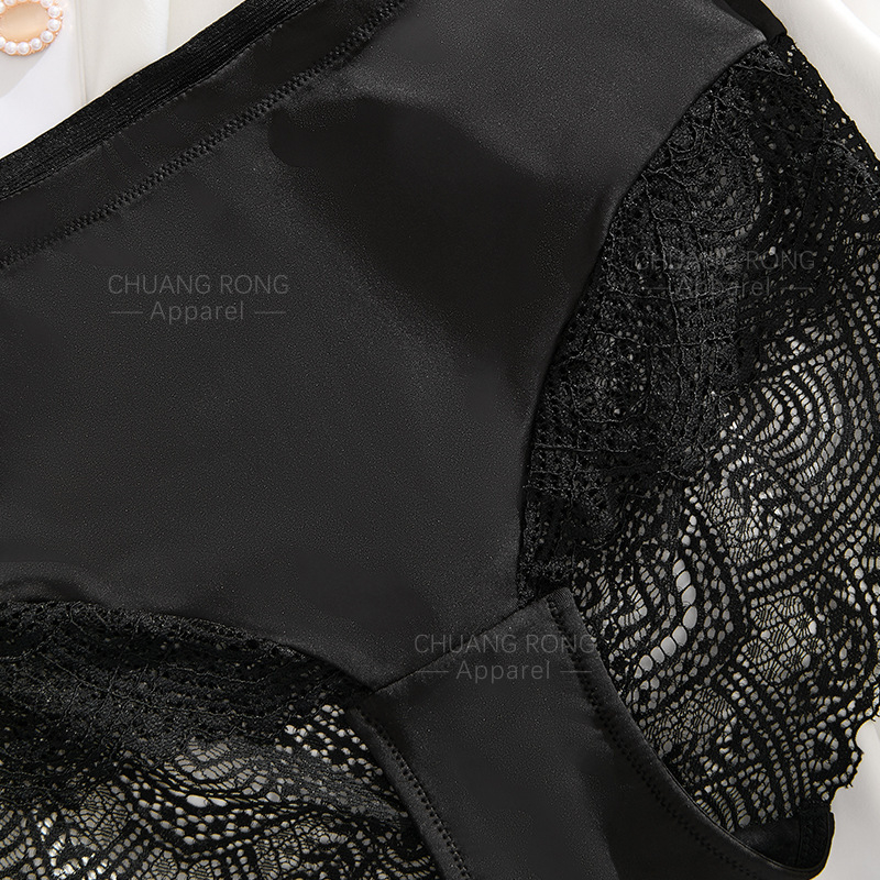 Ženske gaćice s čipkastim panelima i prozirnim detaljima, visoki struk, najlon žakard, pamuk podstava, 90–95% najlon