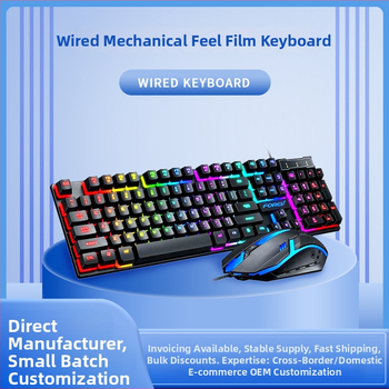 FV-Q305S laidinis žaidimų klaviatūros ir pelės rinkinys su apšvietimu, 1600 DPI optinis jutiklis, ergonomiškas dizainas