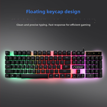 FV-Q305S laidinis žaidimų klaviatūros ir pelės rinkinys su apšvietimu, 1600 DPI optinis jutiklis, ergonomiškas dizainas