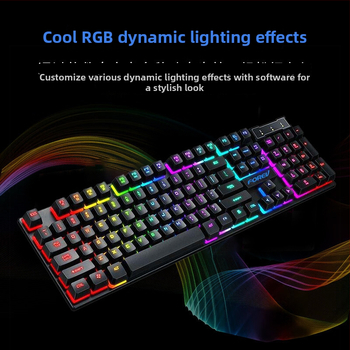 FV-Q305S laidinis žaidimų klaviatūros ir pelės rinkinys su apšvietimu, 1600 DPI optinis jutiklis, ergonomiškas dizainas