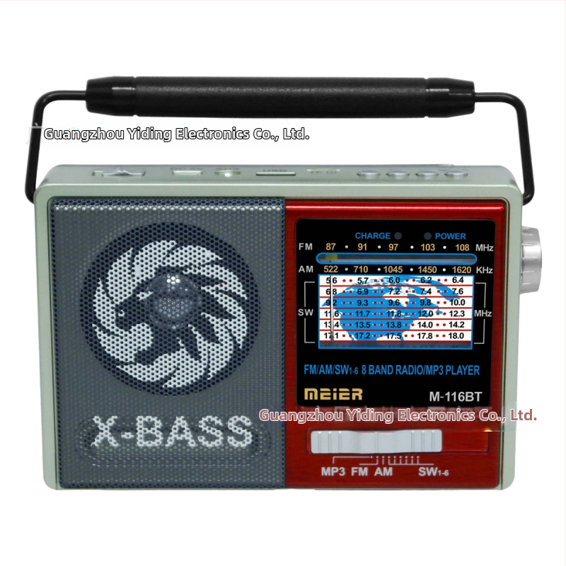 M-116BT Daugiabangis trumpųjų bangų radijo su USB, MP3, LED šviesa, 1000–1999 mAh baterija