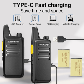 Baofeng BF-T20D рация, 30 канала, обхват 1,5–3 км, литиева батерия, USB директно зареждане, инженерно предназначена за строителни обекти