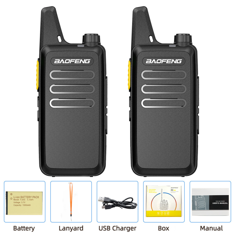 Baofeng BF-T20D рация, 30 канала, обхват 1,5–3 км, литиева батерия, USB директно зареждане, инженерно предназначена за строителни обекти