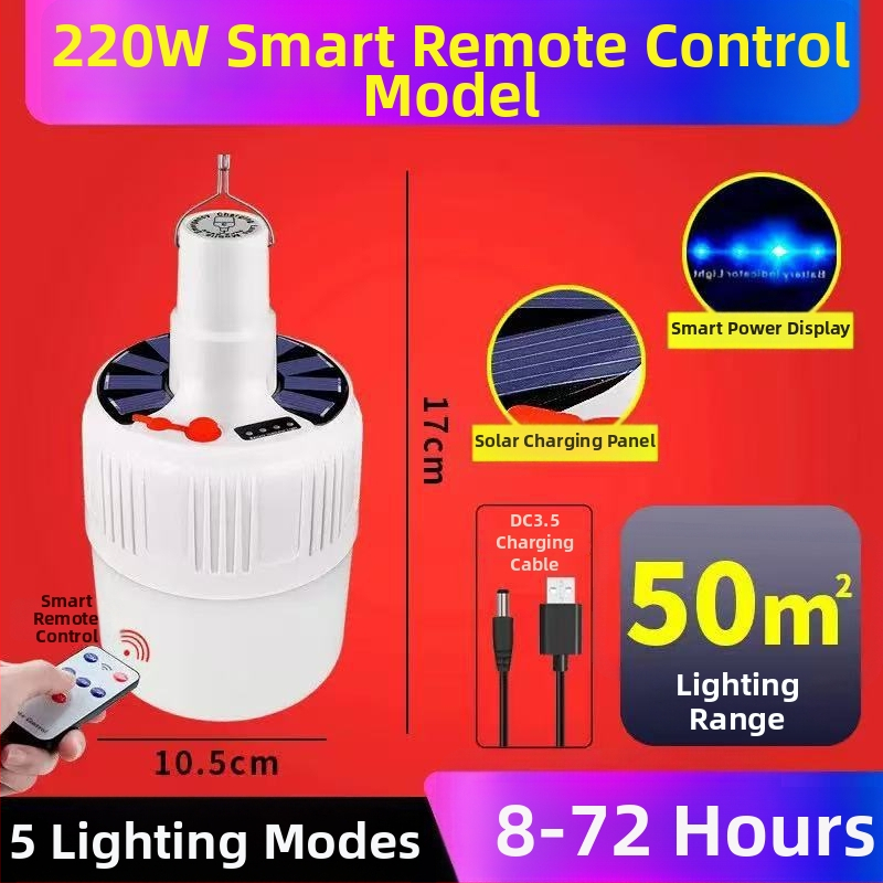 Saulės įkraunama LED lemputė su nuotolinio valdymo pulteliu, E14 lizdas, IP44, 50 lm, įmontuota ličio baterija
