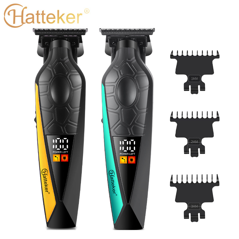 Hatteker aparat de tunsoare electric reîncărcabil cu afișaj LCD, lamă Zero-Gap din oțel inoxidabil, motor cu perii, baterie 1000–1200 mAh, zgomot redus