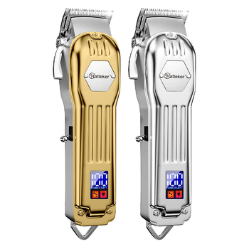 HATTEKER professzionális fodrász hajvágó gép szalonhoz beépített 500–800 mAh akkumulátorral, kefés motor, rozsdamentes acél vágófej, LCD kijelző