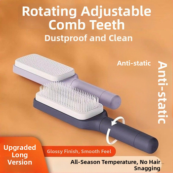 Pasukama teleskopinė masažinė šukos su oro pagalvėle, anti‑statinė, neigiamų jonų, šukuoja plaukus, iš bambuko, stačiakampio formos, namų naudojimui