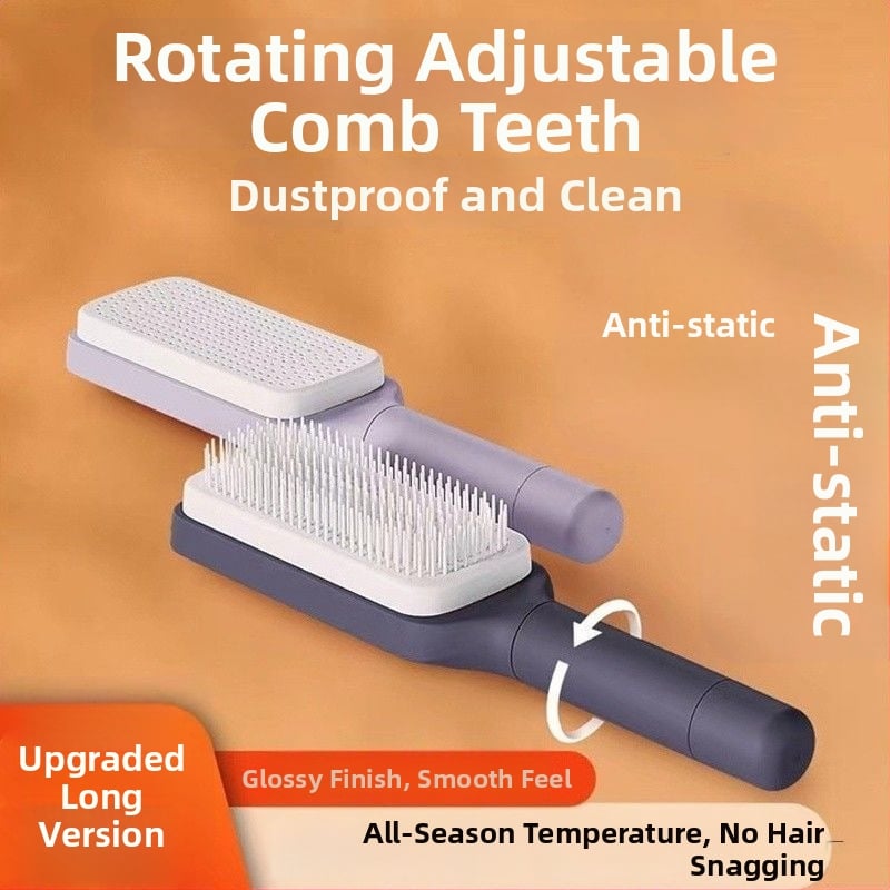 Pöörlev teleskoopiline massaažikamm õhupadjaga, anti-staatiline negatiivsete ioonidega, siledab juukseid, bambusest, ristkülikukujuline kuju, koduseks kasutamiseks