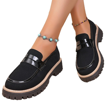 Дамски лофери в британски стил (PU кожа на горната част; гумена подметка; среден ток 3–5 см)