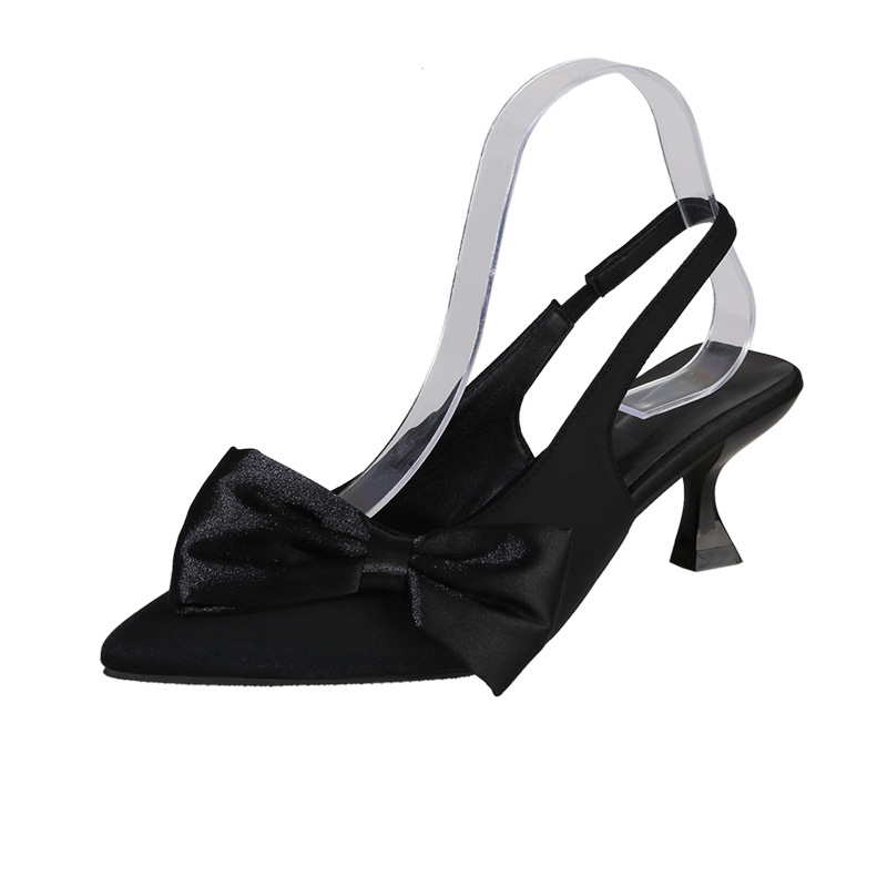 Sandale cu toc înalt, vârf ascuțit, PU partea superioară, talpă din cauciuc, înălțime toc 3–5 cm