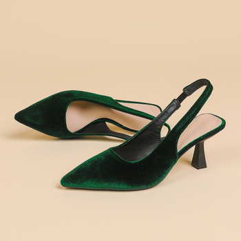 Πέδιλα χωρίς πίσω με μυτερό άκρο (πάνω μέρος από σουέντ, κορεατικό στυλ, σόλα από καουτσούκ)