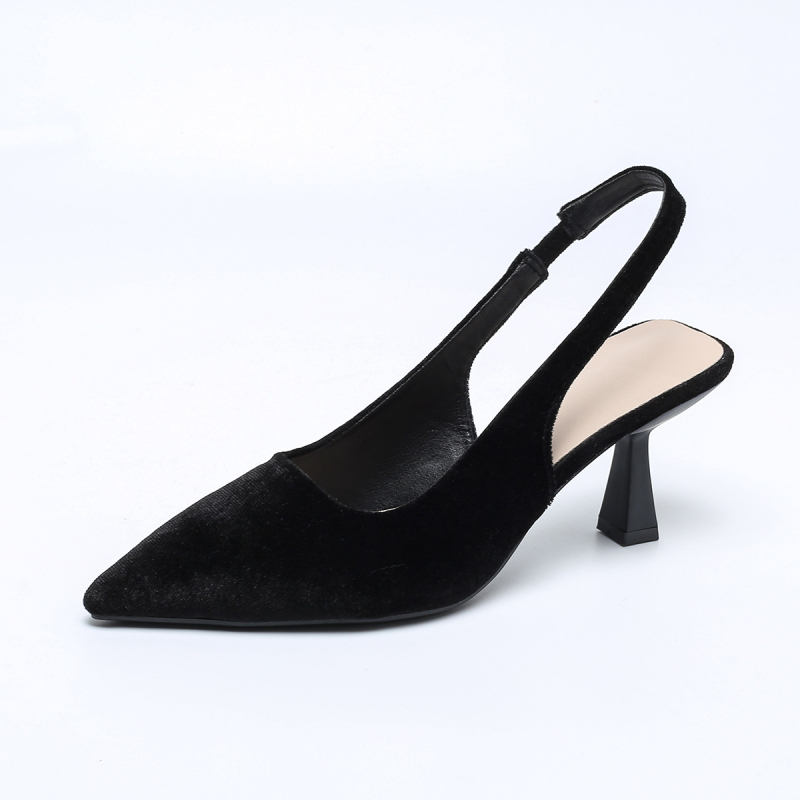 Πέδιλα χωρίς πίσω με μυτερό άκρο (πάνω μέρος από σουέντ, κορεατικό στυλ, σόλα από καουτσούκ)