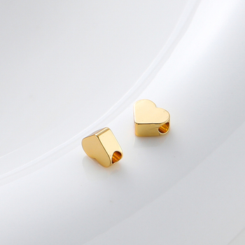 Сърцевидни медни мъниста-разделители за бижута, ръчна изработка, златно покритие чрез електроплакиране, серия Color-preserving real gold, марка Zigu