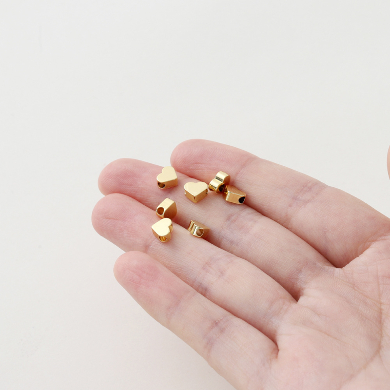 Сърцевидни медни мъниста-разделители за бижута, ръчна изработка, златно покритие чрез електроплакиране, серия Color-preserving real gold, марка Zigu