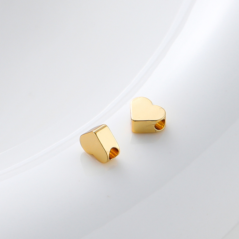 Сърцевидни медни мъниста-разделители за бижута, ръчна изработка, златно покритие чрез електроплакиране, серия Color-preserving real gold, марка Zigu