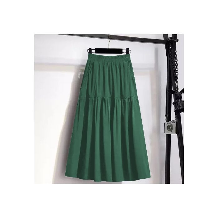 A-vonalú midi szoknya zsebekkel, középméretű hossz, 3D mintázat, kollázs varrás, poliészter