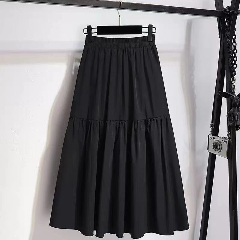 A-vonalú midi szoknya zsebekkel, középméretű hossz, 3D mintázat, kollázs varrás, poliészter