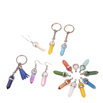 Set de 50 pandantive din cuarț cu coloană hexagonală și fațete tăiate romb