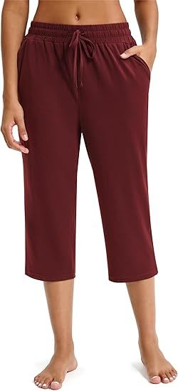 Pantaloni Capri pentru yoga, talie elastică, croială dreaptă, lungime cropped, țesătură Ice hemp cu spandex și poliester