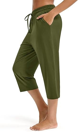 Pantaloni Capri pentru yoga, talie elastică, croială dreaptă, lungime cropped, țesătură Ice hemp cu spandex și poliester